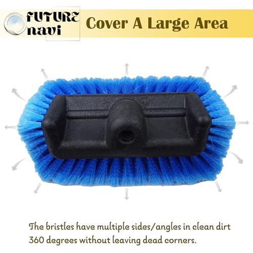 FutureNavi Escova de lavagem de carro de 25 cm, cabeça de 5 lados com cerdas macias de detalhes para
