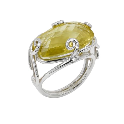 Bague quartz citron fait main bague argent 925 femme homme bague pierres précieuses designer