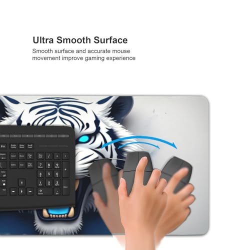Tapis de souris de jeu haute précision tigre bleu aux bords cousus