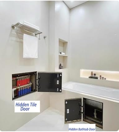 360° Heavy Duty Concealed Pivot Hinge for Invisible Doors, Stainless Steel Hidden Hinge for Stone Tile & Marble Access Panel (15.8"x23.6"x1.8")