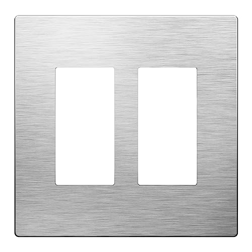 Image of LIDER Double Decorator Metal Wall Plate, Temperature and Impact Resistant, Screwless Cover, Modern Upgrade, Mid-Size 2-Gang 4.88 inch x 4.92 inch, LSMWP-32M-SS, UL Listed, Stainless Steel, 1-Pack
