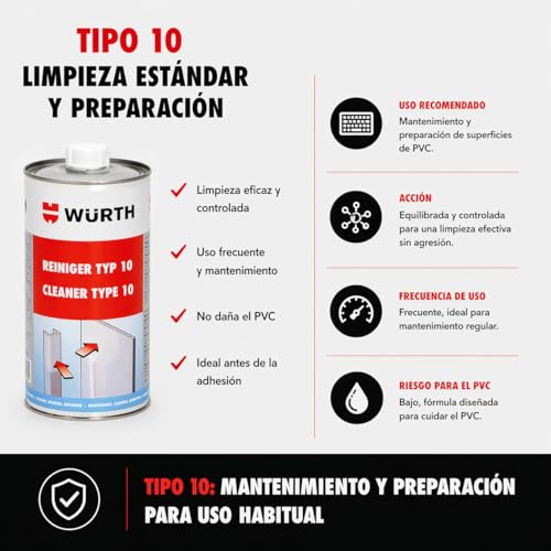 Wurth Limpiador PVC Tipo 10 para mantenimiento de ventanas 5
