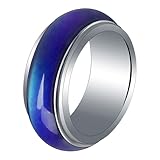 Ciieeo Bague D'humeur à Changement de Couleur 8 Mm, Anneau Thermochromique en Alliage, Unisexe pour Homme et Garçon et Filles, Présent Fête et Anniversaire, Taille 21 Mm (11
