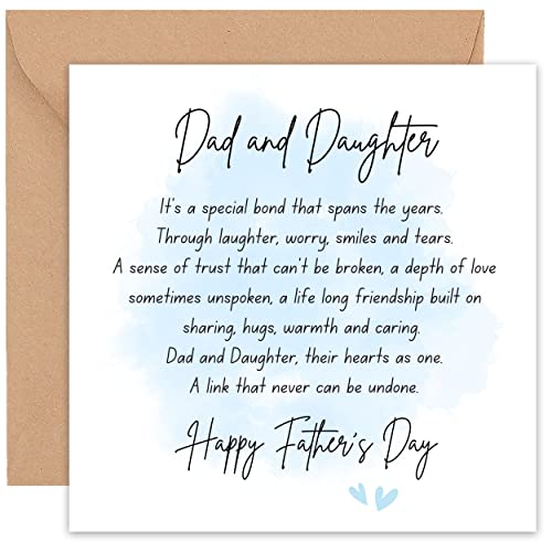 Fathers Day Card - Fathers Day Cards From Daughter - Cards - Husband Funny Nice Words - Fathers Father Humour Funny - From Son Daughter Both Of Us- 14cm