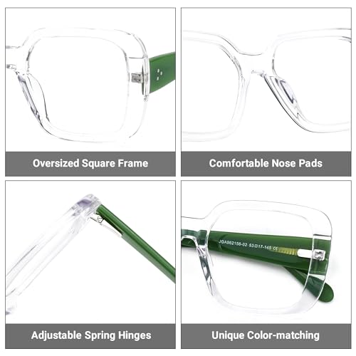 Image of Zeelool Oversized Square Glasses Frame for Women Men with Non-prescription Clear Lens JGA962156