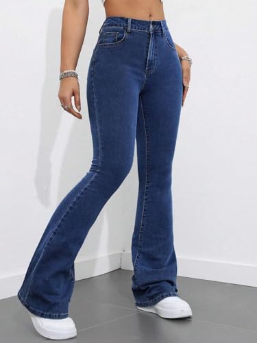 Image of KOTTY Women's High Waist Jeans||Flared Bell Bottom Bootcut||Wide Leg Stretch Denim - Perfect for Travel, Party & Everyday Use