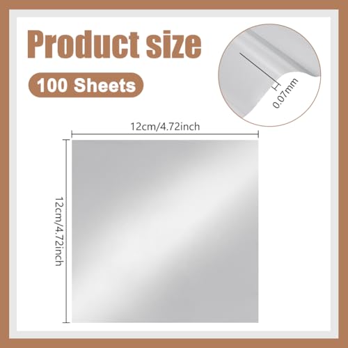 AHANDMAKER 100 Blatt Aluminiumfolie Silberfarben 0.7mm Zum Basteln Prägen Und Gestalten von Metall Für DIY Projekte Heimdekoration Schulprojekte Halloween Geschenkverpackungen 12x12cm