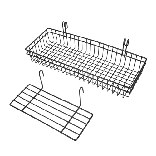 NOLITOY 2pezzi Pannelli Griglia da Parete in Metallo Cestini Portaoggetti in Filo Metallico Ripiani Portaoggetti in Griglia in Filo Metallico Organizer da Parete Sospeso Cestini Appesi