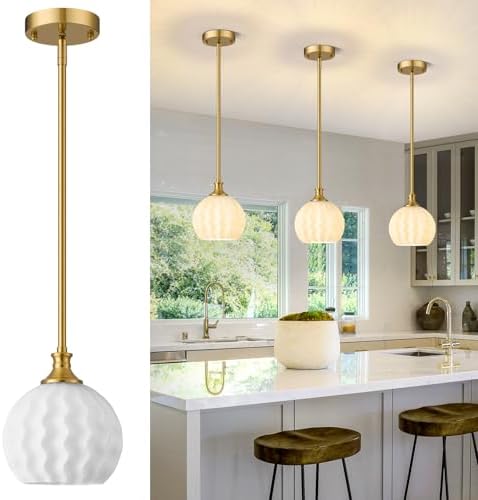 Brushed Gold Pendant Lights Kitchen Island, 1-Light 7.3