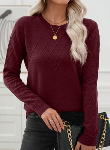 EVALESS Womens Sweaters Trendy Casual Crewneck Long Sleeve Cable Knit Lightweight Oversized Fall Sweaters Pullover Tops3