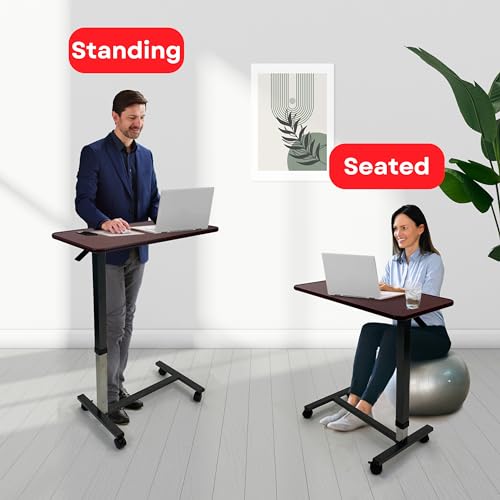 RMS Overbed Table (XL) - Hospital Bed Table for Home or Medical Use - Adjustable Bed Side Table with Swivel Wheels