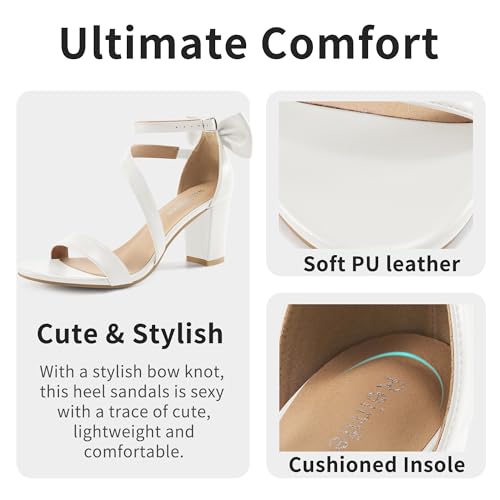 Chunky Heels for Women Wedding: Comfortable Ladies Bow Heel Sandals for Prom Party - Bridal Dressy Walking Shoes3