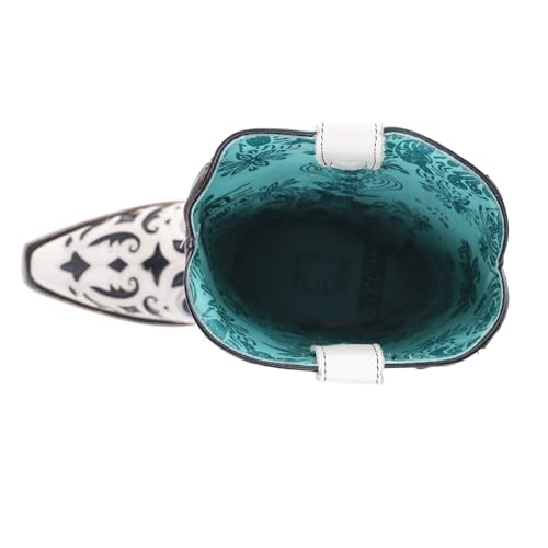 Corral Boots Womens Embroidered Studded Snip Toe Casual Boots Mid Calf Mid Heel 2-3" - Black, White4