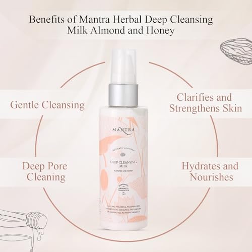 Image of Mantra Herbal Deep Cleansing Milk Almond And Honey - 50 ml | Removes Waterproof Makeup, Removes Dust, Oil and Grime