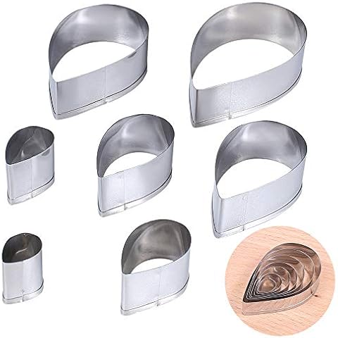 Ziyero 7 Stück/Set Ausstechform Tropfen DIY Edelstahl Ausstechformen Brot Herstellung Backen Fondantform Cover