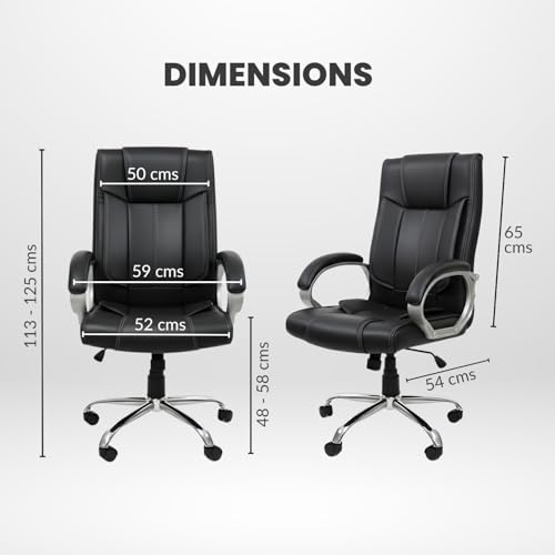 Image of activa Ergonomic Office Chair | Premium Leatherette Boss Chair with Padded Seat & Backrest | Adjustable Height Seat for Work /Study /Gaming (Kylie, Black)