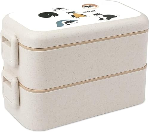 弁当箱 ランチボックス 2段 700ml 大容量 かわいい 柴犬 黒柴 麦わら繊維 ランチジャー おべんとう箱 食器 カトラリー付き 弁当バッグ ランチバッグ スプーン フォーク アウトドア プレゼント 電子レンジ対応 通勤 通学