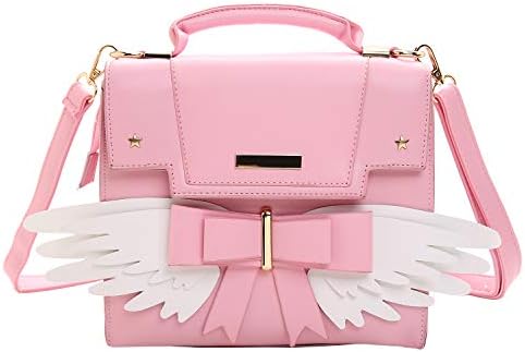 JHVYF Women's Cute Wings Bow Top Handle Cross Body Shoulder Bags Girls Kawaii Handbag Pink 354343