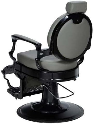 Genérico Sillón Clásico de Barbero hidráulico Estilo Vintage con reposapies Integrado Modelo Check Gris