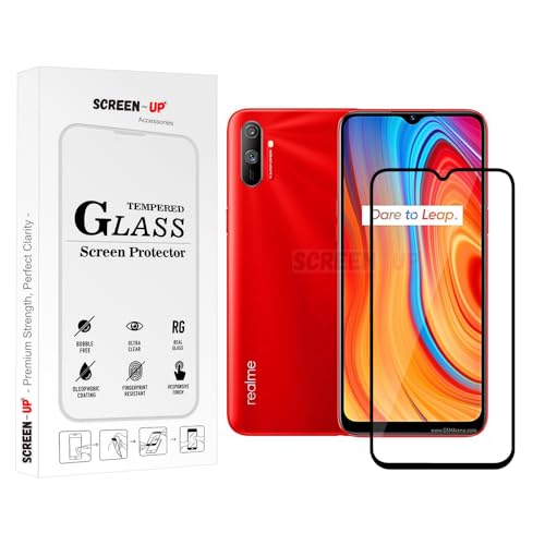 Image of ScreenUp Tempered Glass For Realme C3 - Ultra Clear, 9H Scratch Resistant, Full Coverage, Easy Install Screen Protector