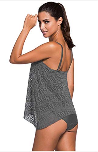 Sucor-Damen-Sportlich-Tankini-Mesh-Badeanzug-Zweiteilig-Badeanzuege-Elegantes-Swimsuit-Beachwear-mit-Bikinislip-Plus-Size