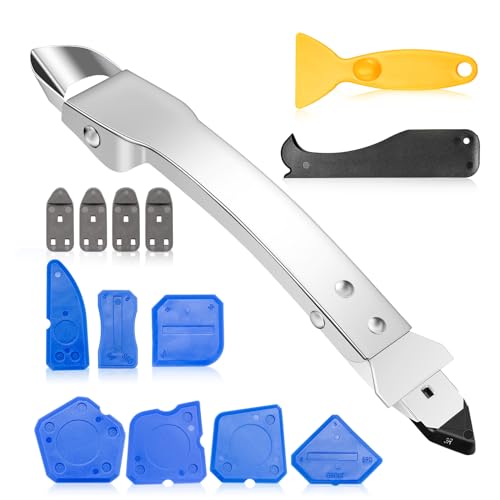 Silicone Remover Tool, Grout Removal Tool Sealant Grout Finishing Tool with 4-in-1 Silicone Caulking Tools Caulking Tool Kit Sealant Remover Tool Set for Home Kitchen Bathroom Floor Corner