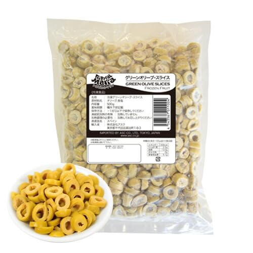 トロピカルマリア 業務用 スペイン産 グリーンオリーブ・スライス(要加熱)500g x20個(ケース)【冷凍】