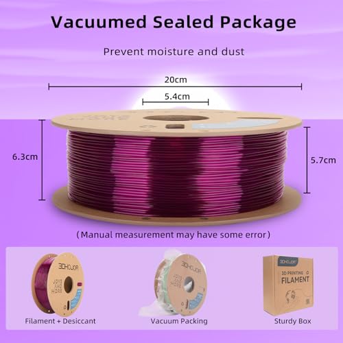 Image of 3DHojor TPU Filament 1.75mm TUP95A 3D Printer Filament Flexible Soft 3D Filament 1KG (2.2lbs) fit Most FDM 3D Printers Dimensional Accuracy + /- 0.03 mm-Transparent Purple