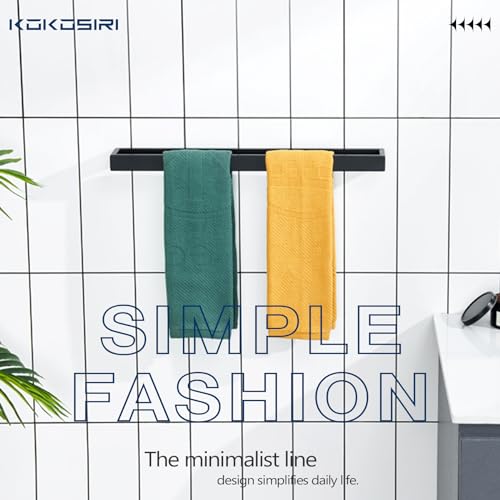 Image of KOKOSIRI Towel Holder Matte Black Bath Towel Bars 24-Inch Kitchen Rack Stainless Steel for Bathroom Hardware Wall Mounted, 2 Pack B4008BK-L24-P2