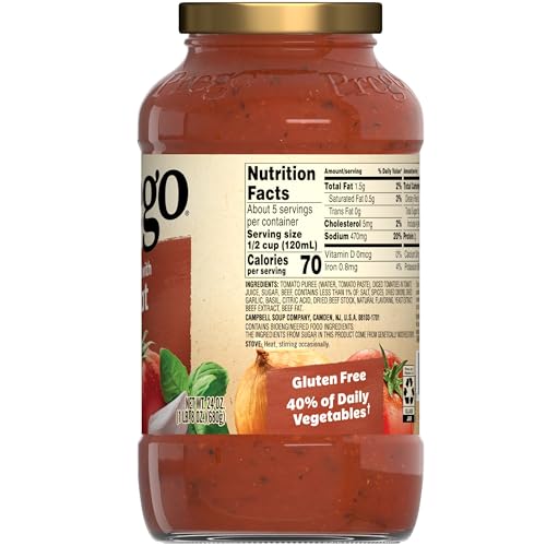 Image of Prego Italian Tomato Pasta Sauce Flavored With Meat, 24 oz Jar (Pack of 12)