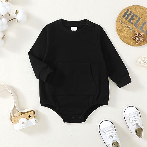 OPAWO Baby Sweatshirt Romper Onesie Newborn Girl Boy Bubble Romper Infant Crewneck Oversized Sweater Bodysuit Clothes Outfits4