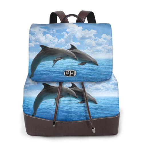 Sac à dos imprimé dauphins pour voyage, campus et randonnée