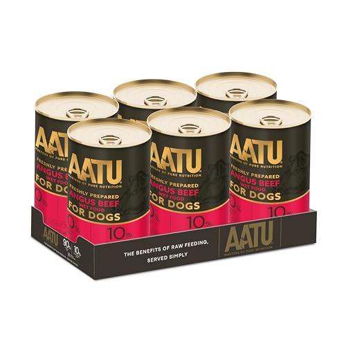 AATU 90/10 Cibo umido per cani in scatola - Angus Beef (6x400g) - Ricetta senza cereali - Senza ingredienti artificiali - Ottimo per un'alimentazione a bassa manutenzione