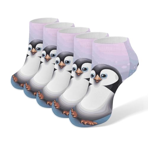 I Love Penguins Ankle Socks for Men & Women, 5 Pairs Breathable Soft Low Cut Socks, Stretch Sweat Wicking Sox