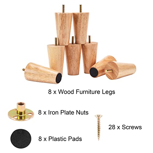 Mildwoo Wood Furniture Legs 4 Inch Straight, Modern Couch Legs Replacement Feet For Sofa, Table, Chair, Dresser, Cabinet, Bed Set Of 8 (Rl32-1) #TOP6