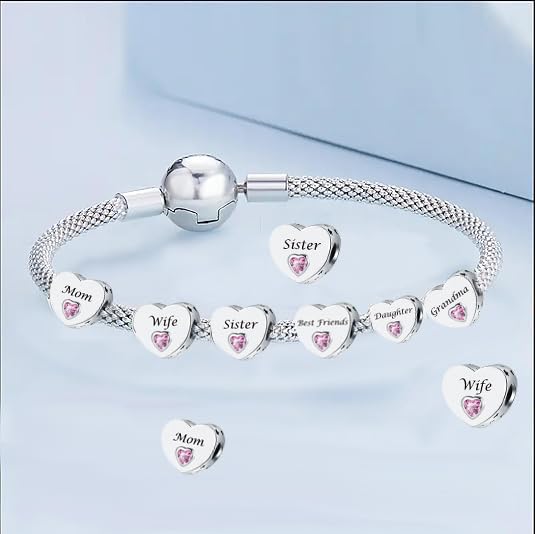 Pink Heart Charm Compatible with Pandora Bracelets for Wife Friend Mom Daughter Grandma Sister3