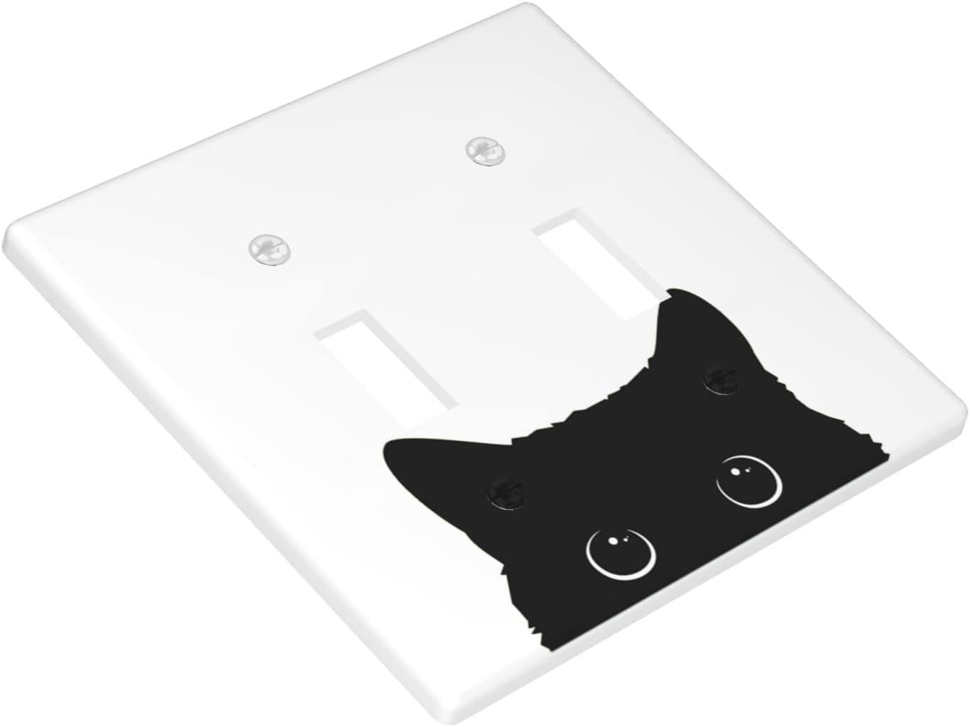 Cute Cat Light Switch Cover Plates Decorative Double Toggle Wall Plate 2-Gang Art Print Faceplate for Kitchen Home Room Decor 4.5" X 4.5"