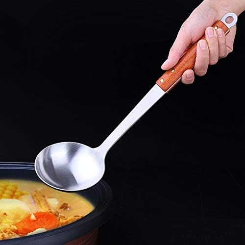 Dinnerware 2Pcs/Set Wood Handle Soup Truner Cooking Tool Sets Kitchen Utensils Stainless Steel Kitchen Utensils Sets Kitchen Gadgets Tools Set