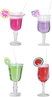 Toyvian 4 Pçs Copo De Coquetel Colorido Modelo De Bebida Acessórios Para Casa De Boneca Casa De Boneca Modelo De Garrafa De Suco Casa De Boneca Decoração De Casa De Boneca