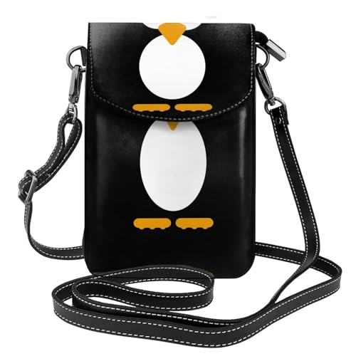 Sac à bandoulière en cuir pingouin noir taille unique pour téléphone portable