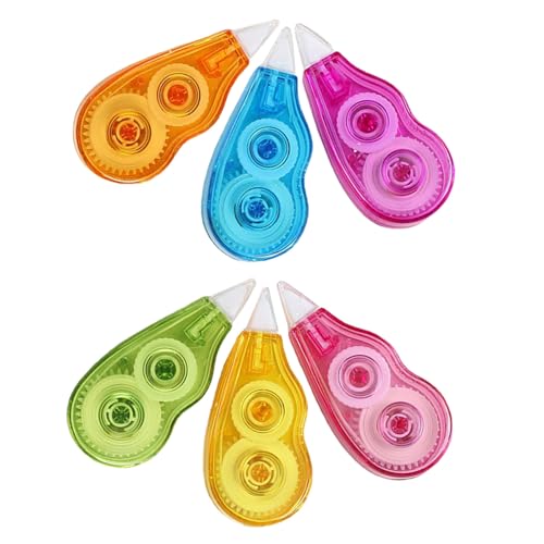 UKCOCO Rubans Correcteurs Portatifs Couleur Aléatoire pour Fournitures Scolaires et Bureau Prise Confortable en Pp Lot de 6 12 Mètres, Légers et Faciles à Transporter