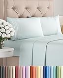 King Size 4 Piece Sheet Set - Comfy Breathable & Cooling Bed Sheets Set - Hotel Luxury Bedding for Women, Men, Kids, Teens, Boys & Girls - Deep Pockets, Ultra-Soft, Wrinkle Free - Oeko-Tex - Ice Blue