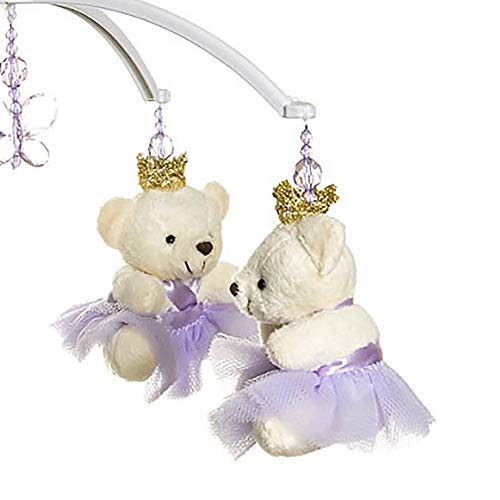 Móbile Musical Ursinha Princesa, Quarto Bebê Menina, Potinho de Mel, Lilás