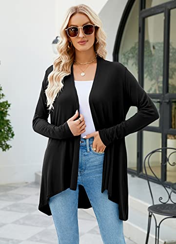 Pogtmm Women's Summer Cardigan Sweater Open Front Mid-Long Lightweight Cardigan Thin Jackets (Black, Us Xxl(20-22)) #TOP2