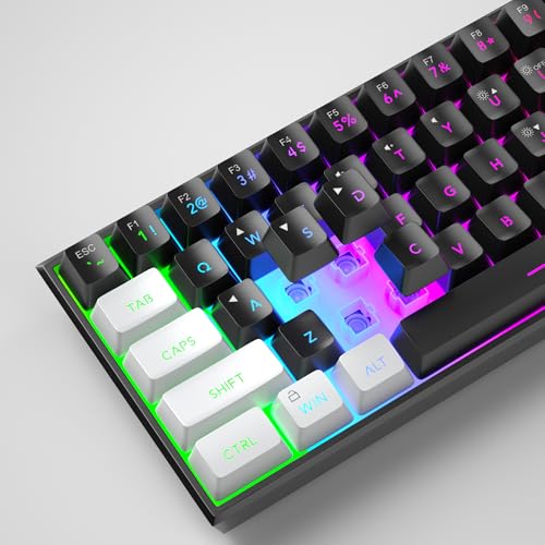 Image of MageGee TS91 Ergonomic Waterproof Mechanical Feeling Office Computer KeyboardMini 60% Gaming Keyboard,RGB Backlit 61 Key Ultra-Compact Keyboard, for Pc,Mac,Ps4,Xbox One Gamer,Wired(Black&White)
