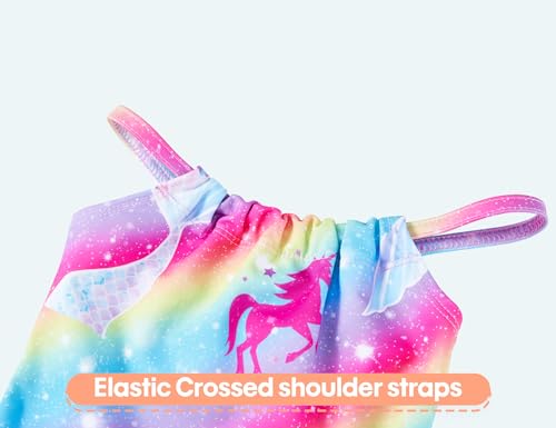 Girls Bathing Suits UPF 50+ Swimsuits Quick-Dry Cross-Strap for Toddlers & Kids 3-12T Sleeveless Sun Protection3