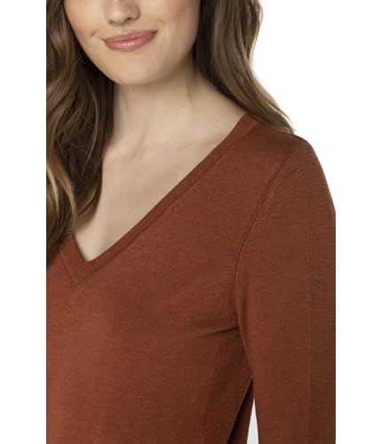 Liverpool Womens 3/4 Sleeve V-Neck Sweater with Pique Copper Heather Large3