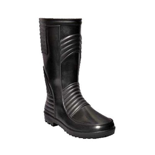 HILLSON WelSafe Black Industrial Safety Gumboots Mens Black Long Pvc Boots For High Ankle Safety 12.5 Inch Size-7