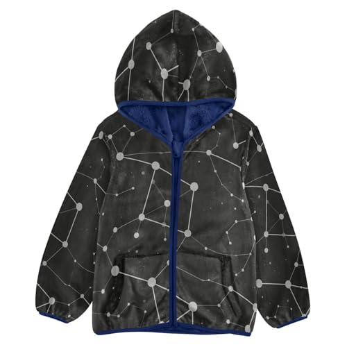 Starry Night Sky Constellation Pattern Toddler Fleece Jacket Girl Boys Hooded Fleece Jacket Coat