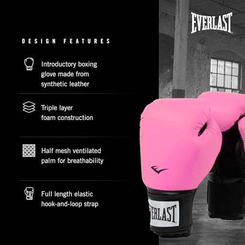 Image of Everlast Prostyle 2 Boxing Gloves, Entry Level Training Gloves for Men and Women, Secure Fit Hook and Loop Closure & Ventilation, Heavy Bag & Speedbag Training